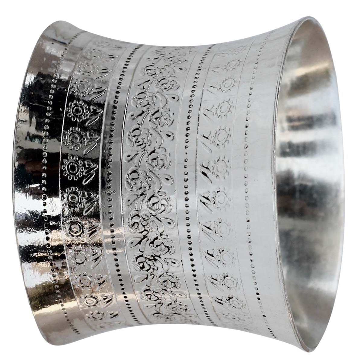 Napkin Rings in Bulk - Napkin Rings - Cast in Brass - Nickel Plated - Engraved Floral Motifs - Dining Table Accessories